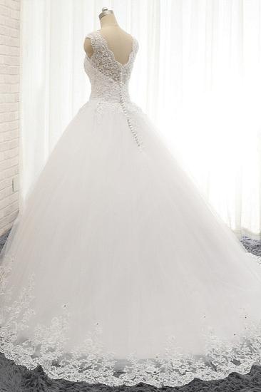 Bradyonlinewholesale Chic Straps V-Neck Tulle Lace Wedding Dress Sleeveless Appliques Beadings Bridal Gowns On Sale_2