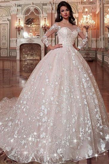 Gorgeous Sweetheart Long Sleeve Appliques Ball Gown Wedding dress_1