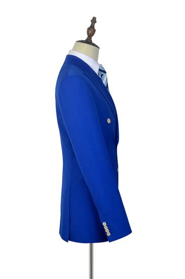Peak Lapel Royal Blue Double Breasted Mens Suit |  Six Button Fashion Casual Suit_5