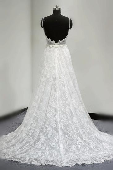 Bradyonlinewholesale Sexy V-neck Tulle Lace Wedding Dress Spaghetti Straps V-Neck Appliques Bridal Gowns Online_2