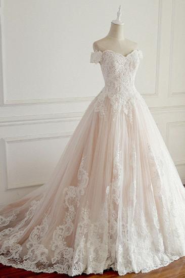 Bradyonlinewholesale Elegant Off-the-Shoulder Tulle Lace Wedding Dress Sweetheart Appliques Sleeveless Bridal Gowns On Sale_3