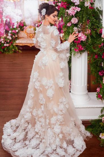 Champagne Wedding Dresses A Line Lace with Sleeves Boho Bridal Gowns_2