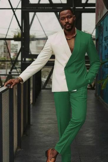 John Fashion  Bespoke Green Shawl Lapel Double Breasted Prom Suits_1