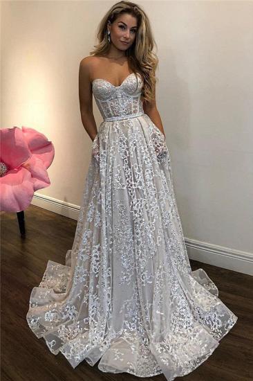 Sparkly Beads Sequins Appliques Sexy Evening Dresses | Sweetheart Sleeveless Cheap Prom Dresses_1