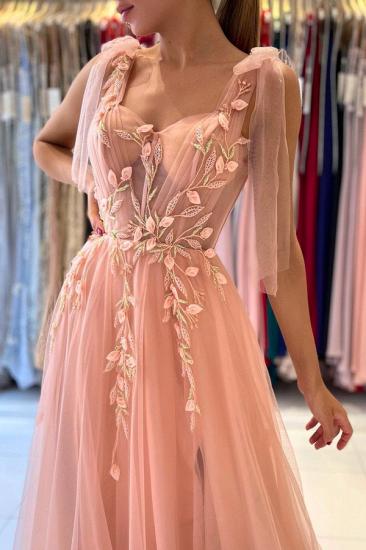 Stunning Tulle Sleeveless Aline Eveining Dress | Sweetheart Floral Lace Side Slit Party Gown_5