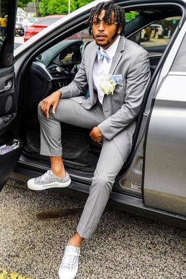 Verne Gray Notched Lapel Close Fitting Prom Suits_2