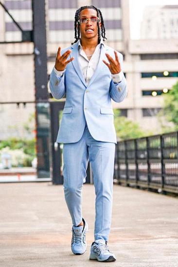 Truman Sky Blue Notched Lapel Close Fitting Prom Suits_2