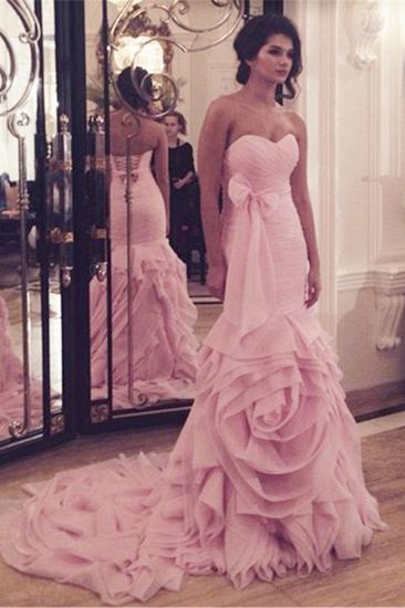 Sexy Mermaid Pink Long Wedding Dress Sweetheart Popular Plus Size Bridal Gowns with Bowknot