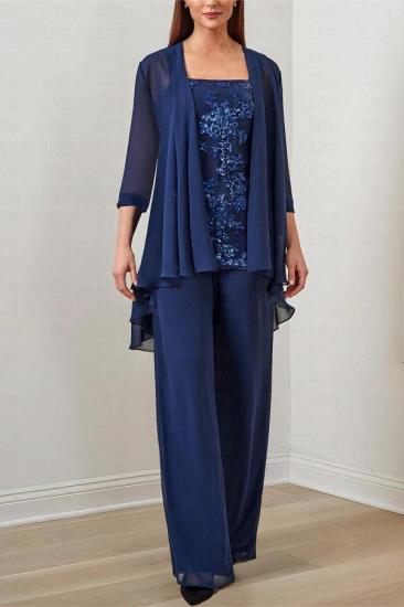 Chiffon Mother of the Bride Pantsuit Formal Pantsuits Long with Jacket