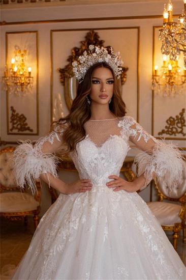 Elegant A-Line Lace Princess Wedding Dress | Wedding Dress with Sleeves_3