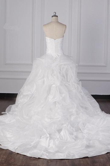 Bradyonlinewholesale Stylish Organza Strapless White Wedding Dress Ruffles Sleeveless Bridal Gowns On Sale_2