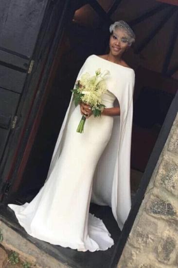 Elegant Shealth Cape Off-the-Shoulder Bridal-Gown Wedding Dresses_1