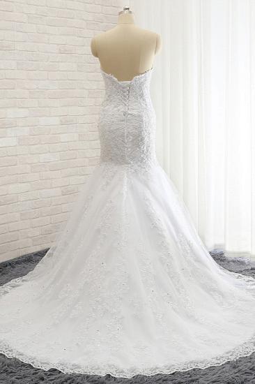 Bradyonlinewholesale Affordable Strapless Tulle Lace Wedding Dress Sleeveless Sweetheart Bridal Gowns with Appliques On Sale_2