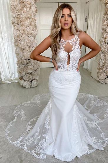 Lace Straps Mermaid Wedding Dresses | Bandage Appliques Bridal Gowns_3