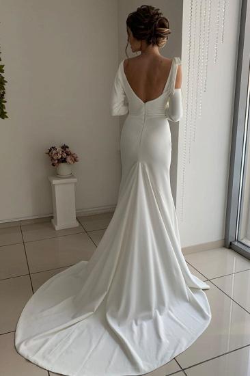 Special design One shoulder White Jersey White Belt Court Train Wedding Dresses_2