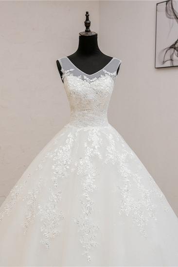 Bradyonlinewholesale Glamorous Sweetheart Tulle Lace Wedding Dress Ball Gown Sleeveless Appliques Ball Gowns On Sale_5
