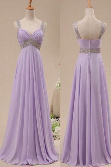 Crystal Lavender Chiffon Popular Long Prom Dress With Beadings_2