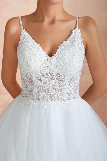 Chic Spaghetti Straps Lace Wedding Dress with See Through Bodice_6