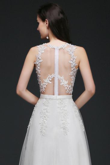 AMARI | A-Line Jewel Floor Length Tulle Wedding Dresses with Lace_8