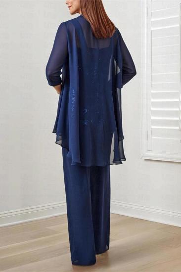 Chiffon Mother of the Bride Pantsuit Formal Pantsuits Long with Jacket_2