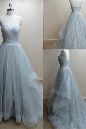 Sweetheart Organza Ball Gown Evening Dresses Sweep Train Ruffles New Popular Prom Gowns_2