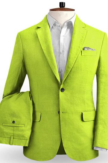 Mens Lime Green Notched Lapel Prom Suit | Custom Two Piece Tuxedos Online at_2