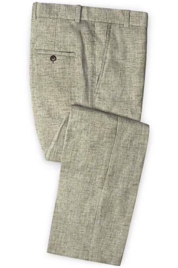 Summer Khaki Linen Mens Wedding Suit |  Casual Groom Groomsmen Blazer Tuxedo_3