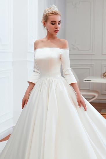 2/3 Long Sleeve Ball Gown White Wedding Dress with Soft Pleats | Simple Luxury Bridal gwons for Winter Wedding_4