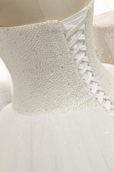 Bradyonlinewholesale Chic Sweetheart Pearls White Wedding Dresses A-line Tulle Ruffles Bridal Gowns Online_5