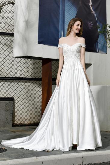 Beautiful Backless Off the Shoulder Sweetheart White Fall/Winter Wedding Dress_3