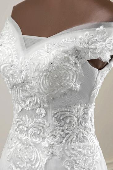 Bradyonlinewholesale Elegant Off-the-Shoulder Sleeveless White Mermaid Wedding Dresses with Beadings_6