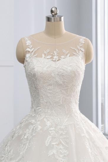 Bradyonlinewholesale Affordable Ball Gown Jewel Tulle Lace Wedding Dress Ruffles Sleeveless Appliques Bridal Gowns Online_5