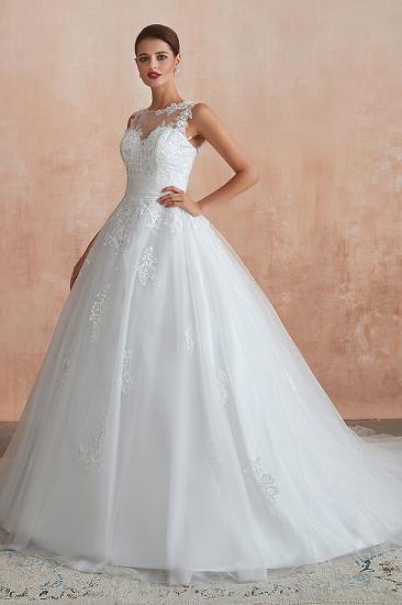 Affordable Sweetheart Sleeveless White Lace Wedding Dress_5