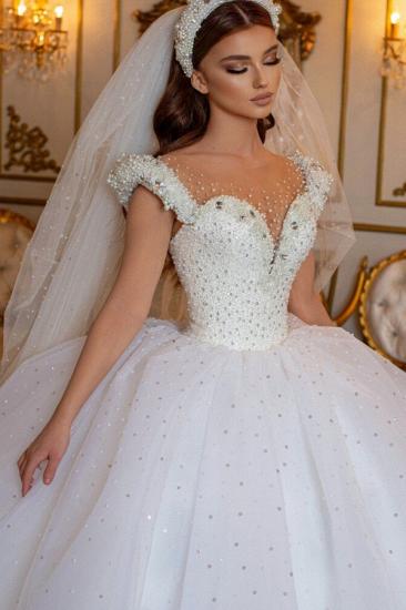 Pure and Perfect Princess White A-Line Sleeveless Wedding Dress_5