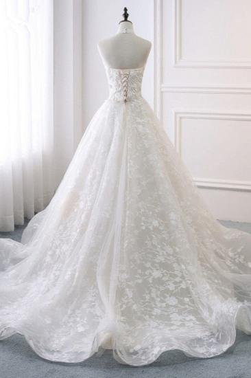Bradyonlinewholesale Elegant A-Line Halter Tulle White Wedding Dress Sleeveless Appliques Bridal Gowns On Sale_2