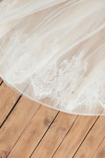 Affordable Tulle V-Neck Ruffle Long Wedding Dress with Appliques_8