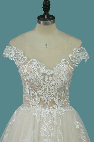 Bradyonlinewholesale Elegant Jewel Tulle Lace Wedding Dress Sleeveless Appliques Ruffles Bridal Gowns Online_3