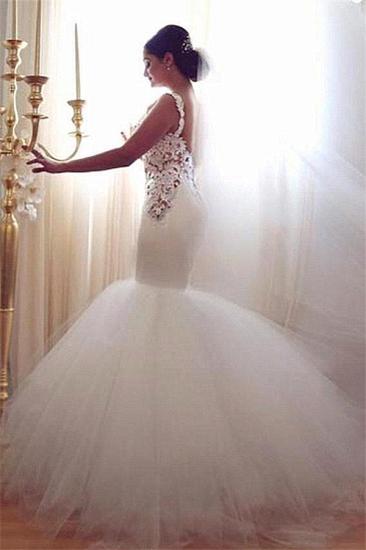 Lace Mermaid Tulle Wedding Gowns Open Back Sleeveless Sexy Bride Dresses Online_2
