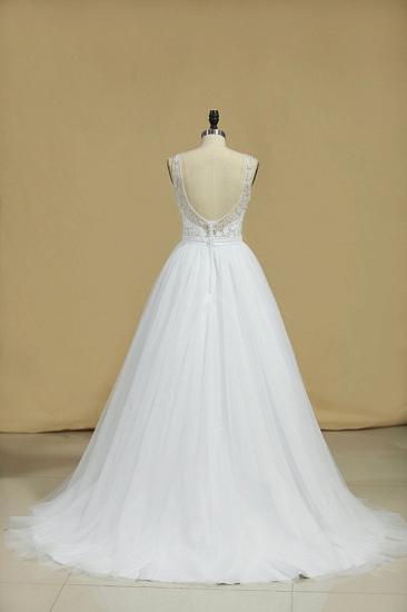 Bradyonlinewholesale Gorgeous Jewel Beadings Tulle Wedding Dress Ruffles Sleeveless Bridal Gowns On Sale_2