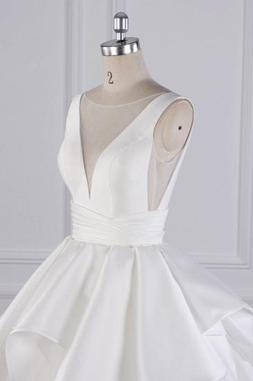 Bradyonlinewholesale Chic Ball Gown Jewel Layers Tulle Wedding Dress White Sleeveless Ruffles Bridal Gowns Online_5