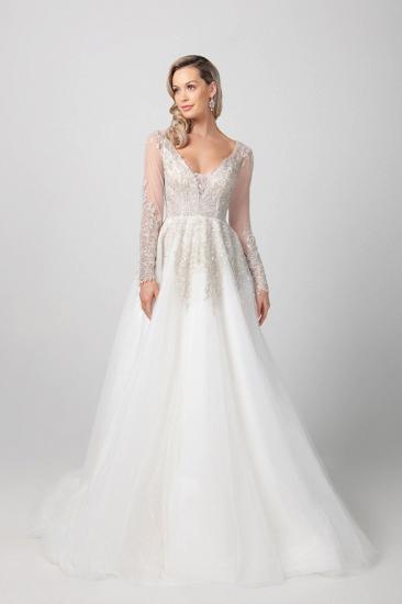 A-word sexy lace deep V boutique wedding dress_1