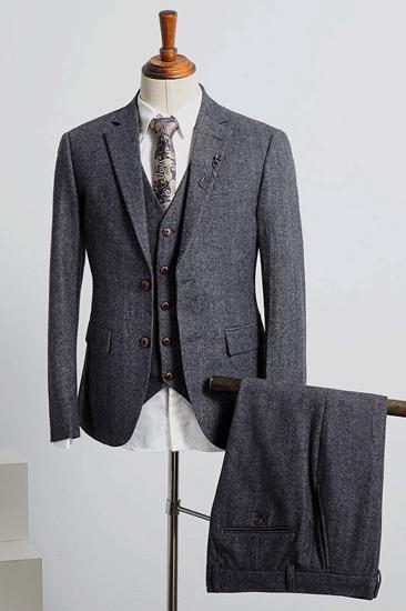 Chester Dark Grey Notched Lapel 2 Button Slim Fit Suit_1