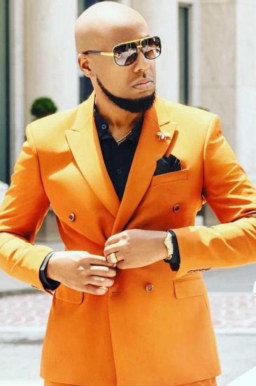 Noel Orange Point Lapel Slim Fit Sleek Prom Mens Suit_2