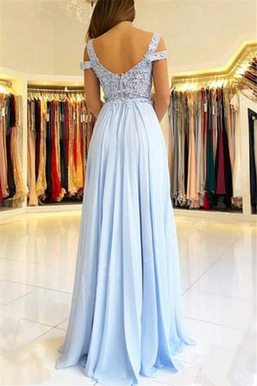 Lace Appliques Open Back Prom Dresses | Chiffon Sexy Slit Cheap Formal Evening Dress_3
