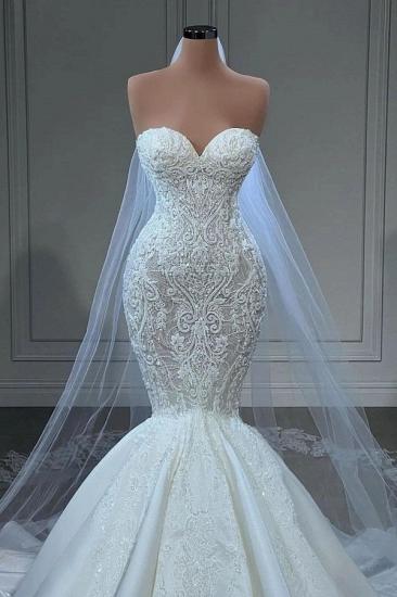Sexy Long Mermaid Heart Neck Wedding Dress | Lace Wedding Dress_2