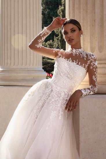 Beautiful Wedding Dresses with Sleeves Tulle Wedding Dresses A Line_3