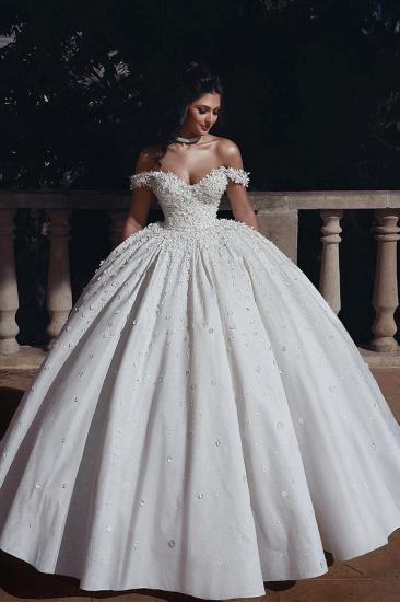 Gorgeous Off Shoulder Heart Neck Irene Ball Gown Wedding Dress