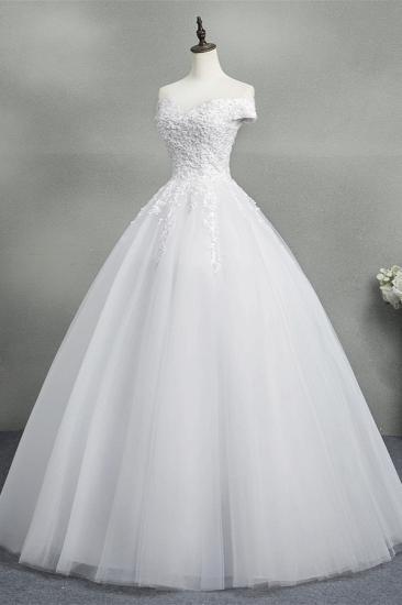 Bradyonlinewholesale Stunning Off-the-Shoulder Sweetheart Wedding Dresses Short Sleeves Lace Appliques Bridal Gowns On Sale_3