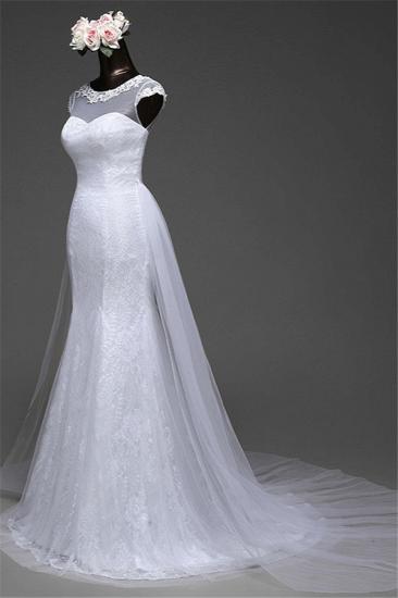 Bradyonlinewholesale Glamorous Lace Jewel White Mermaid Wedding Dresses with Beadings Online_6