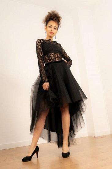 Sexy Long Sleeves Tulle Lace Hi-lo Party Dress_1